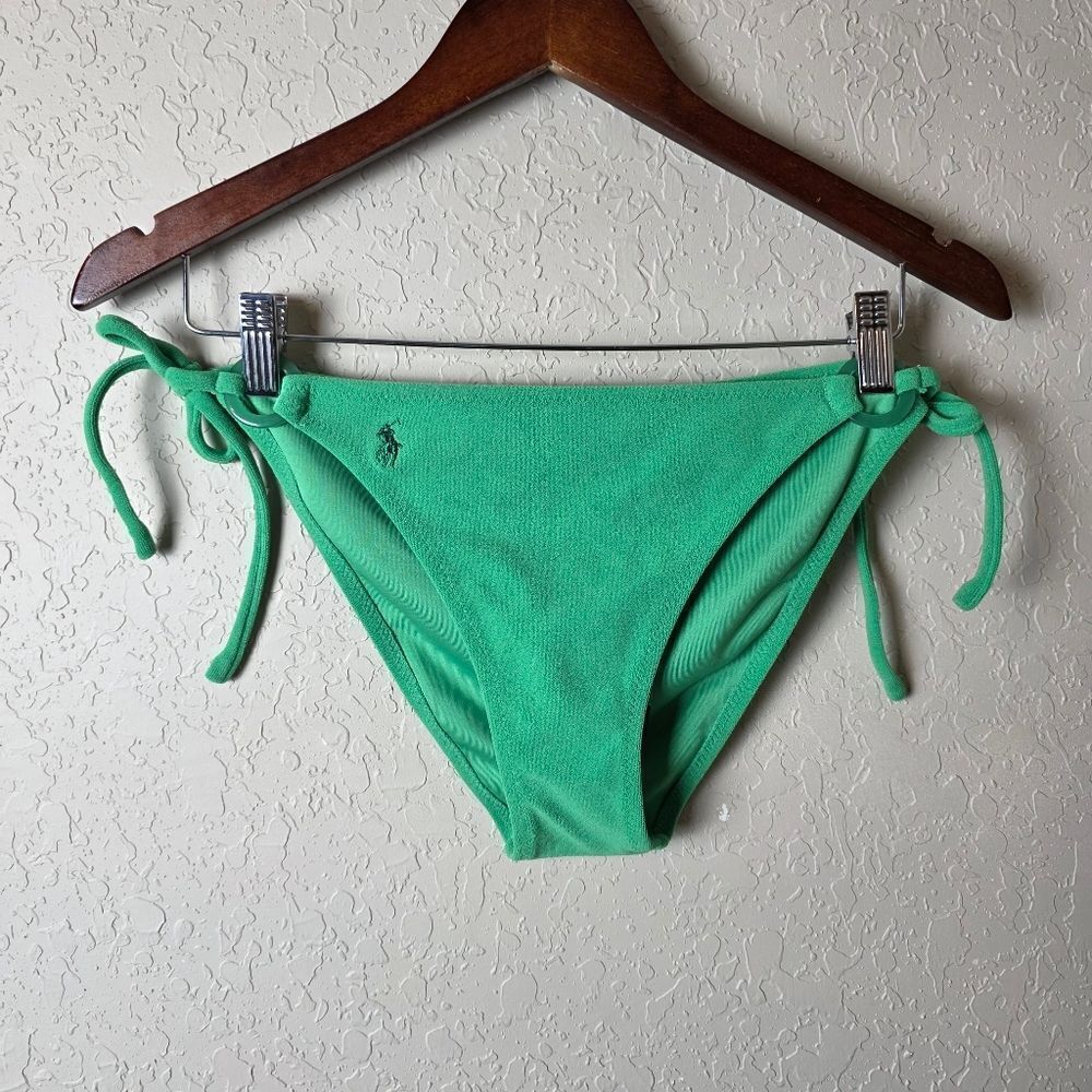 Polo Ralph Lauren Embroidered Polo Pony Logo Bikini Bottom Green Size L